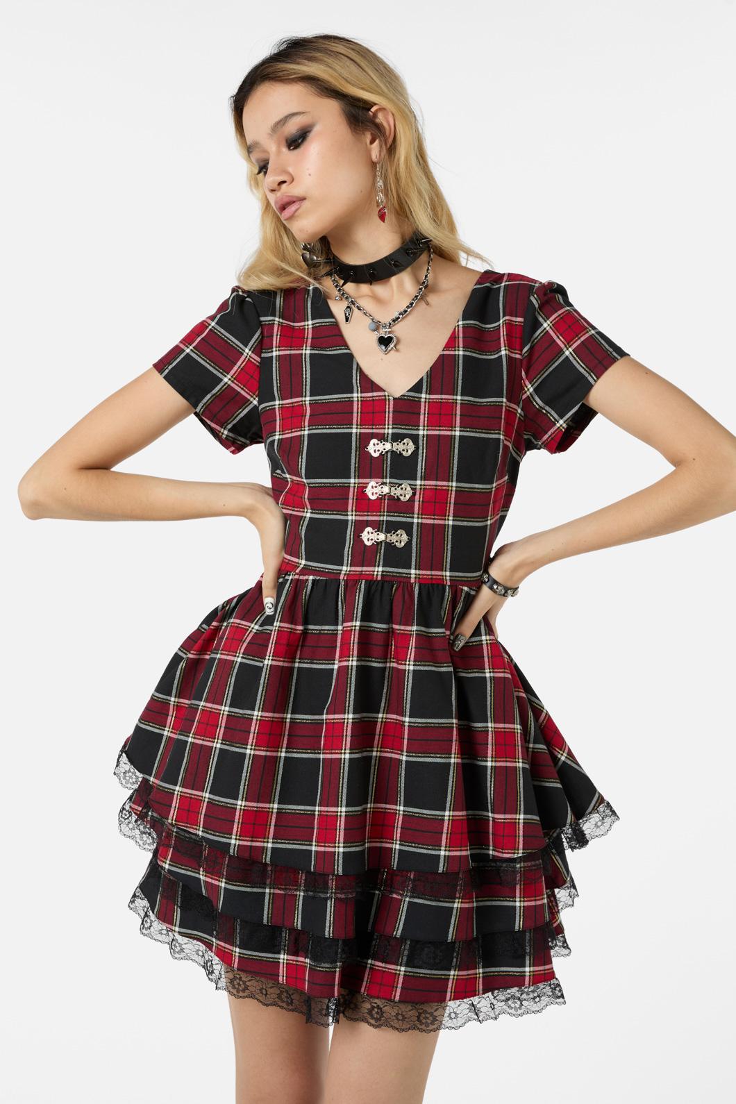 Dangerfield - Boundless Tartan Dress - red