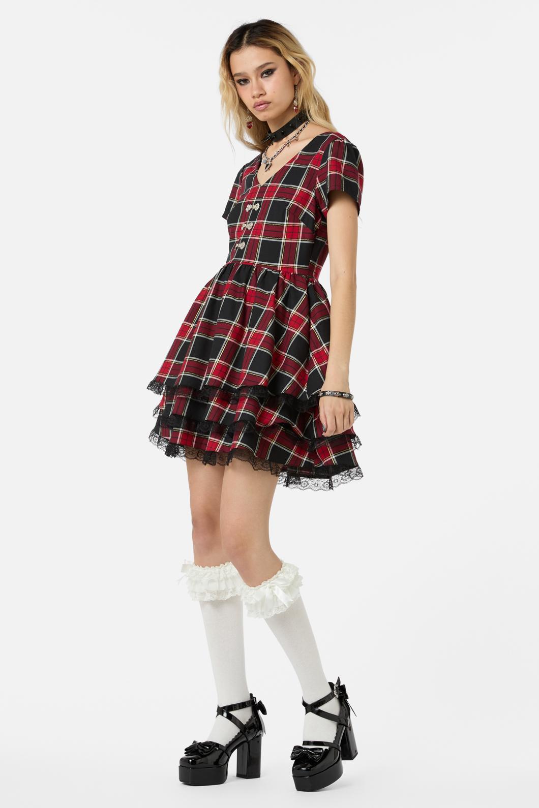 Dangerfield - Boundless Tartan Dress - red