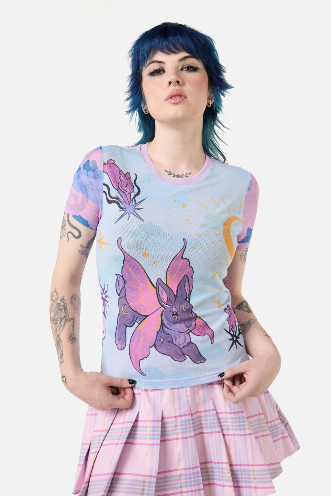Dangerfield - Goodnight Bunny Mesh Top - lavender