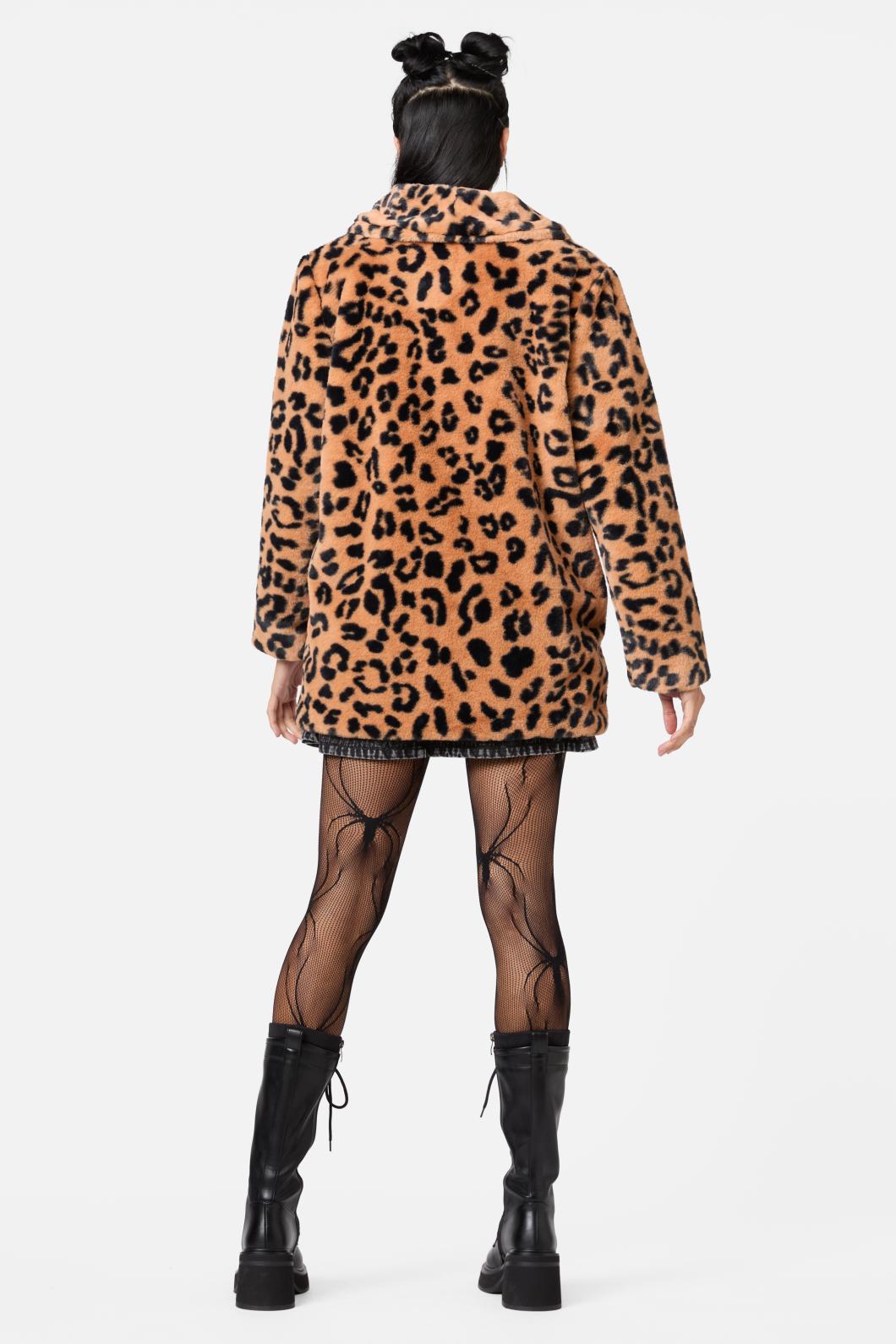 Dangerfield - Moggy Faux Fur Leopard Coat - leopard