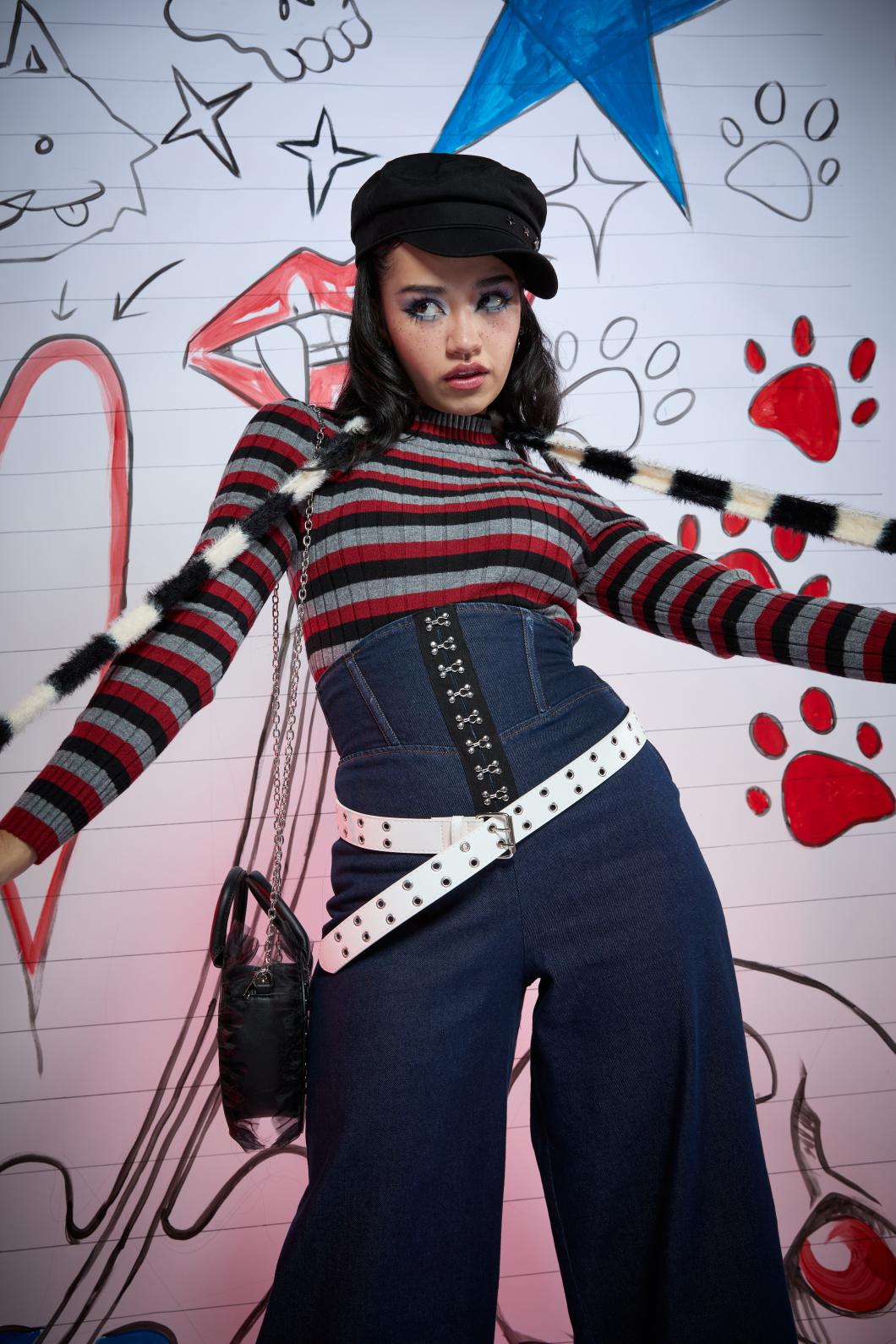 Dangerfield - Moggy Tartan Knit Skivvy - multi