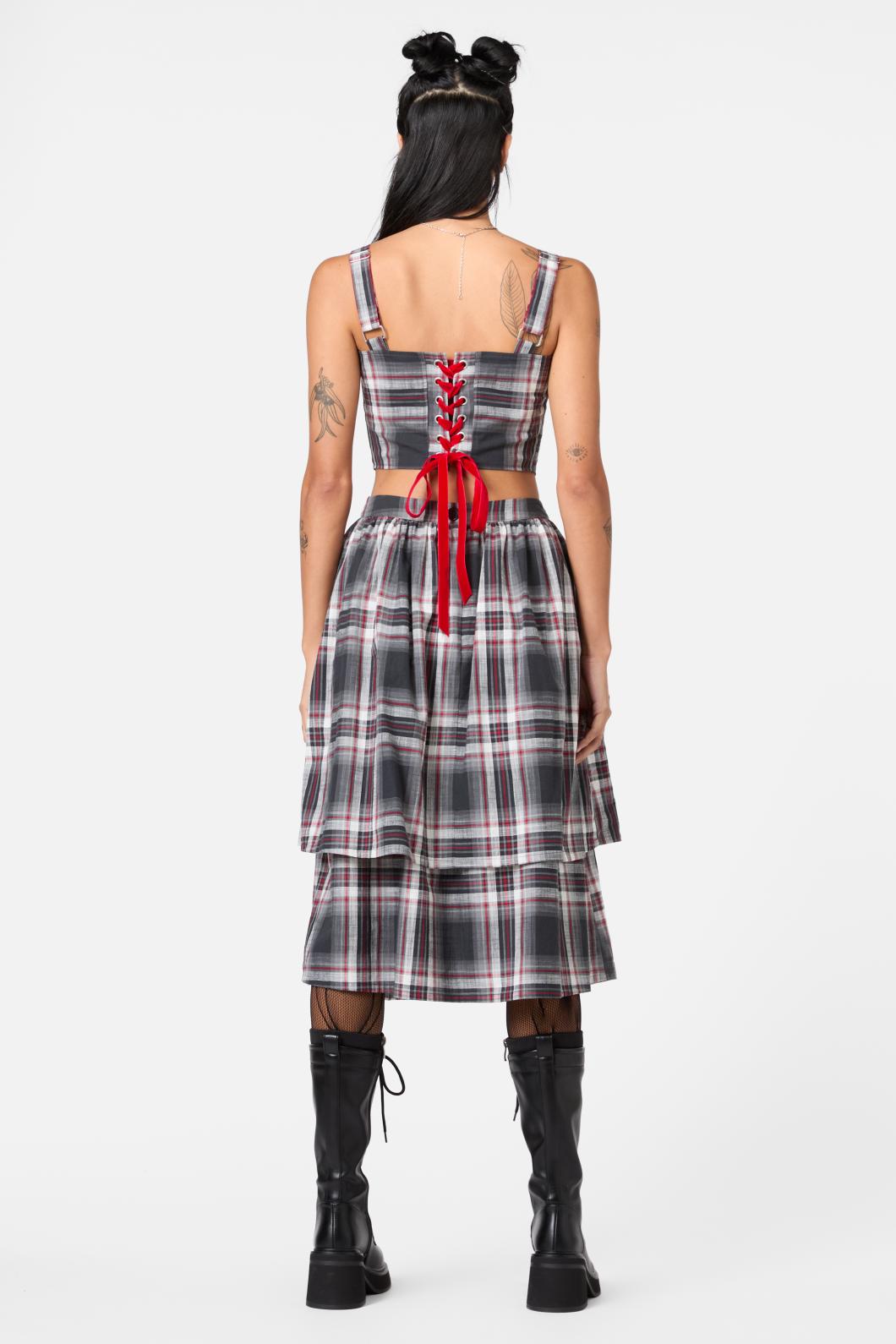 Dangerfield - Moggy Tartan DB Corset Top - grey