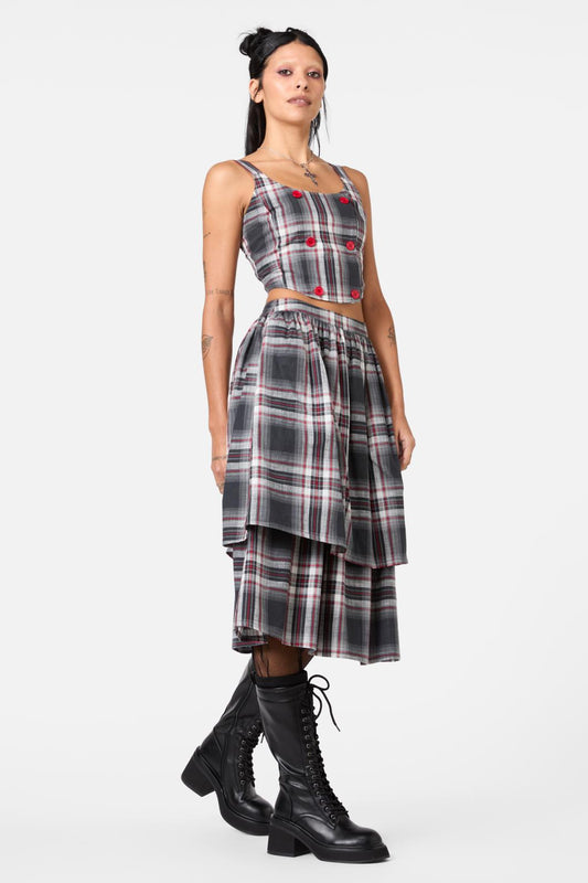 Dangerfield - Moggy Tartan DB Corset Top - grey