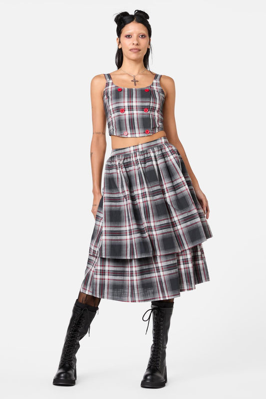 Dangerfield - Moggy Tartan DB Corset Top - grey