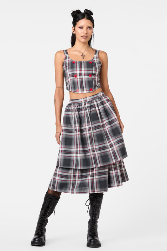Dangerfield - Moggy Tartan Layered Skirt - grey