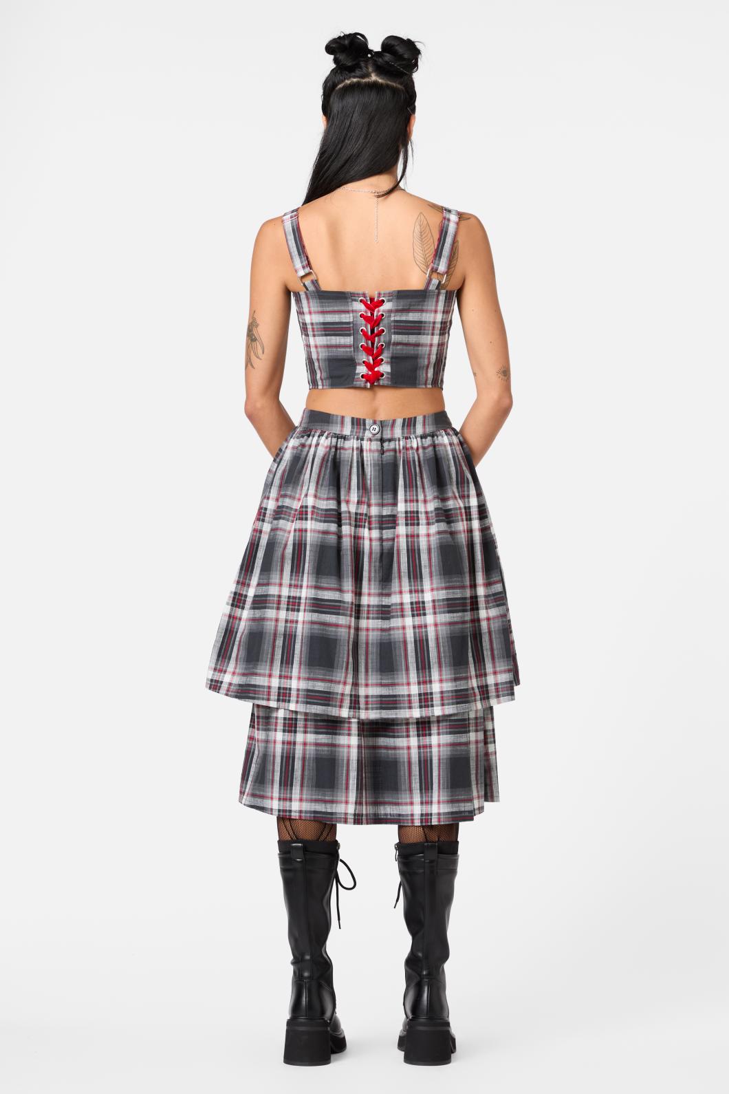 Dangerfield - Moggy Tartan Layered Skirt - grey
