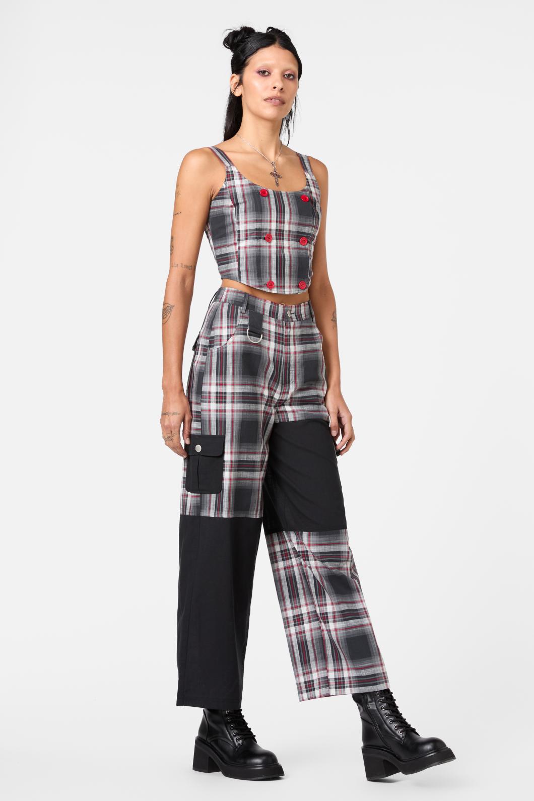 Dangerfield - Moggy Tartan Cargo Pant - grey