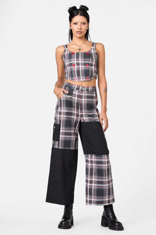 Dangerfield - Moggy Tartan Cargo Pant - grey