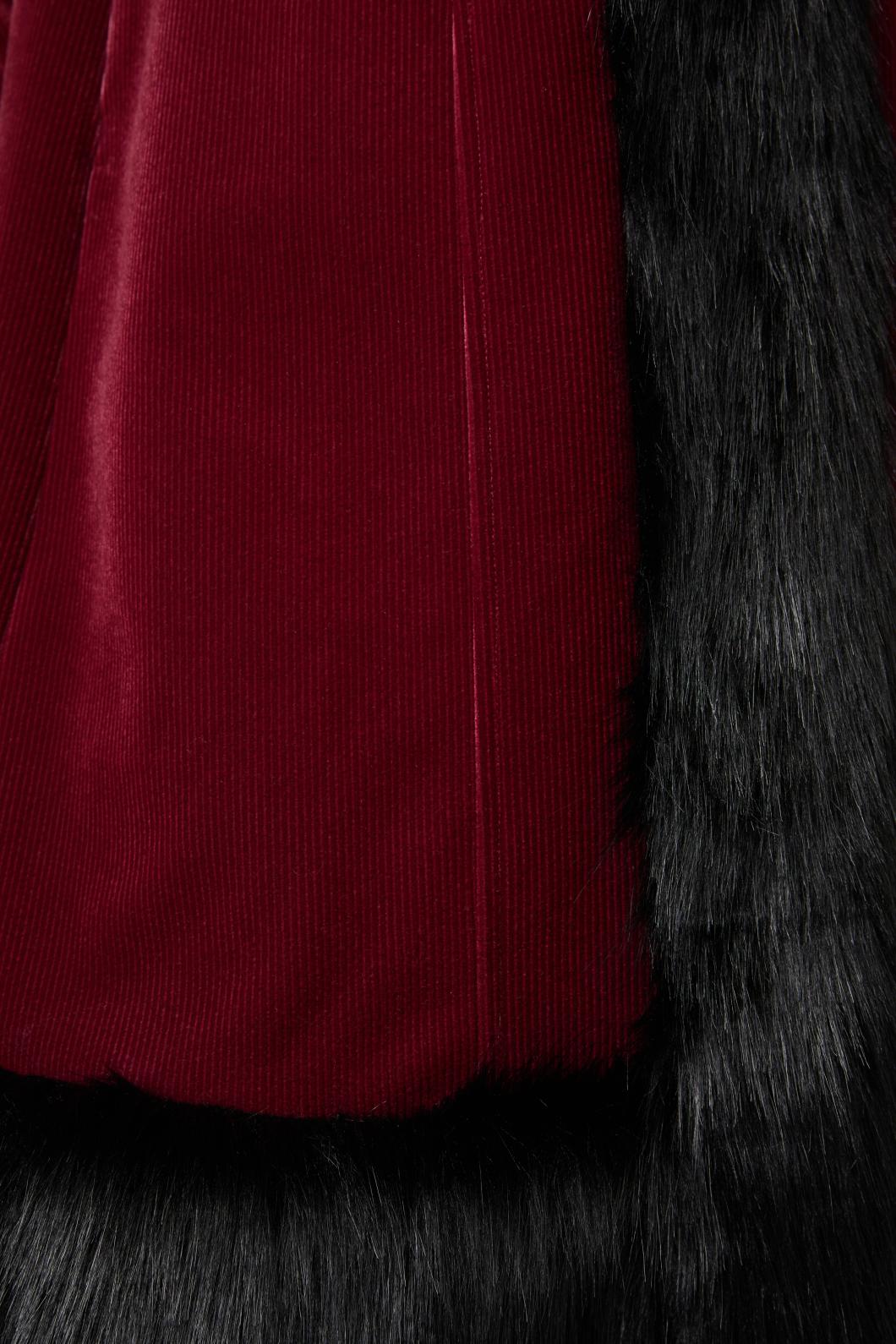 Dangerfield - Prestige Cord Fur Trim Coat - red-black