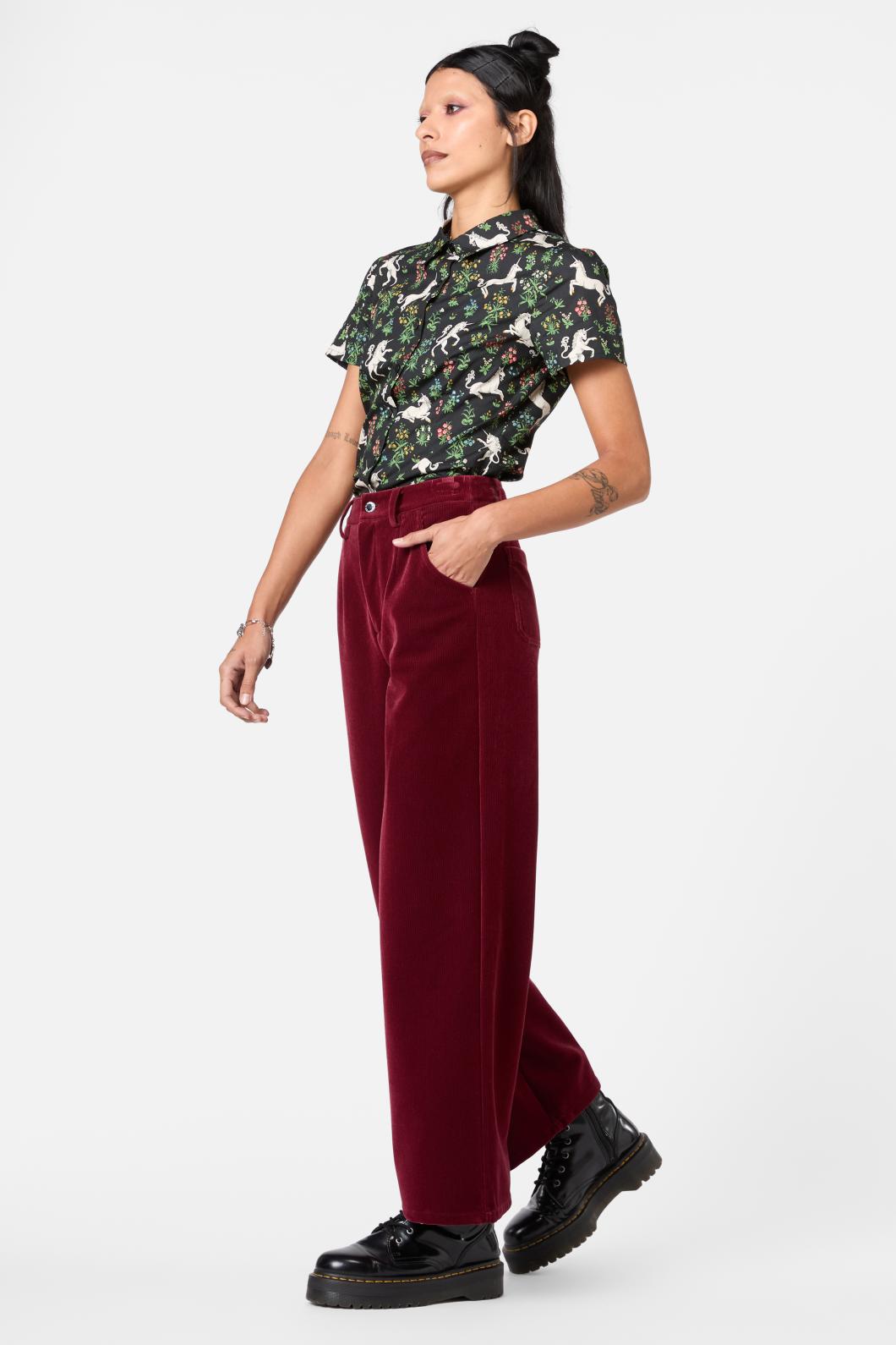 Dangerfield - Prestige Stripe Cord Pant - red-black