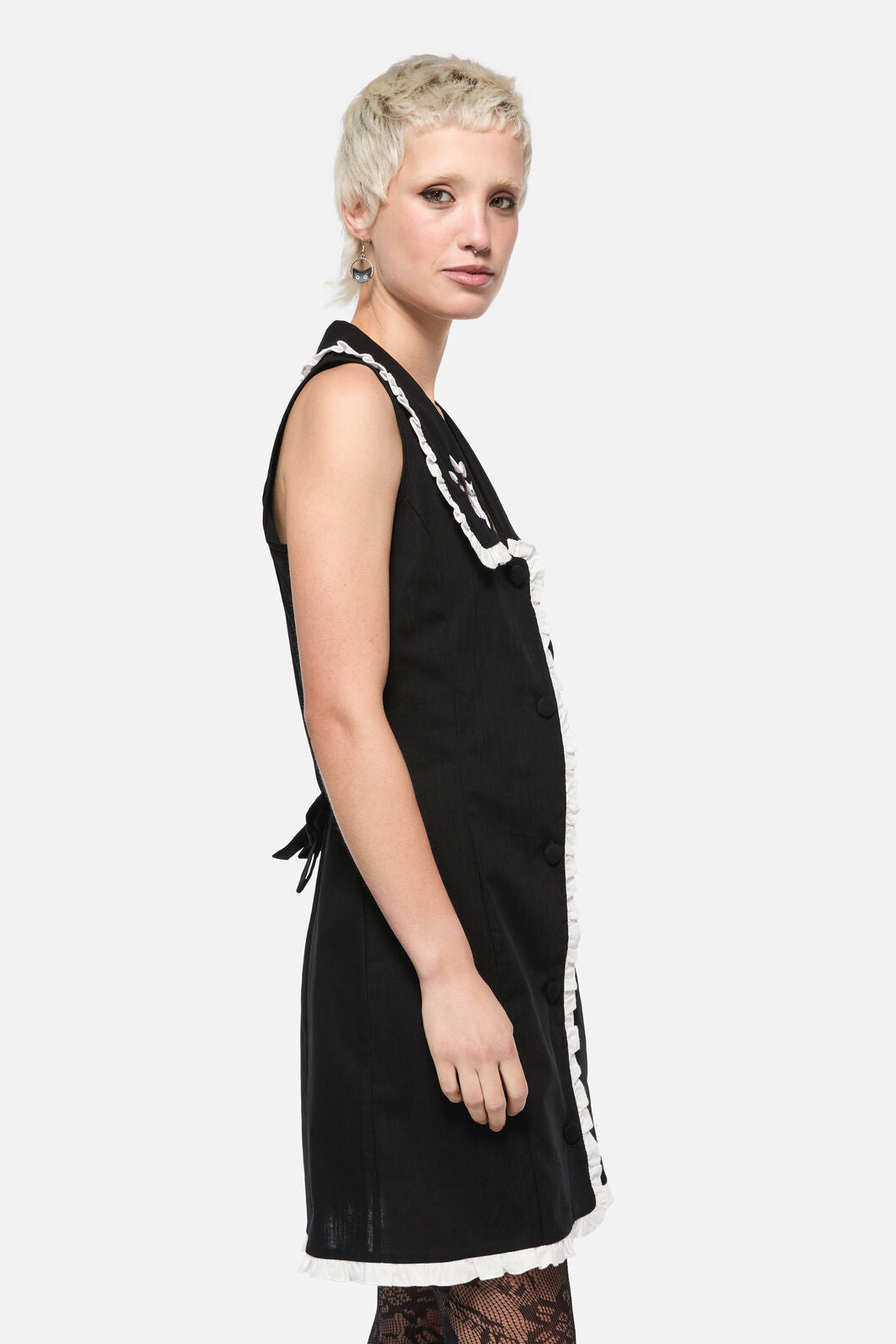 Dangerfield - Catkins Ruffle Pinny - black