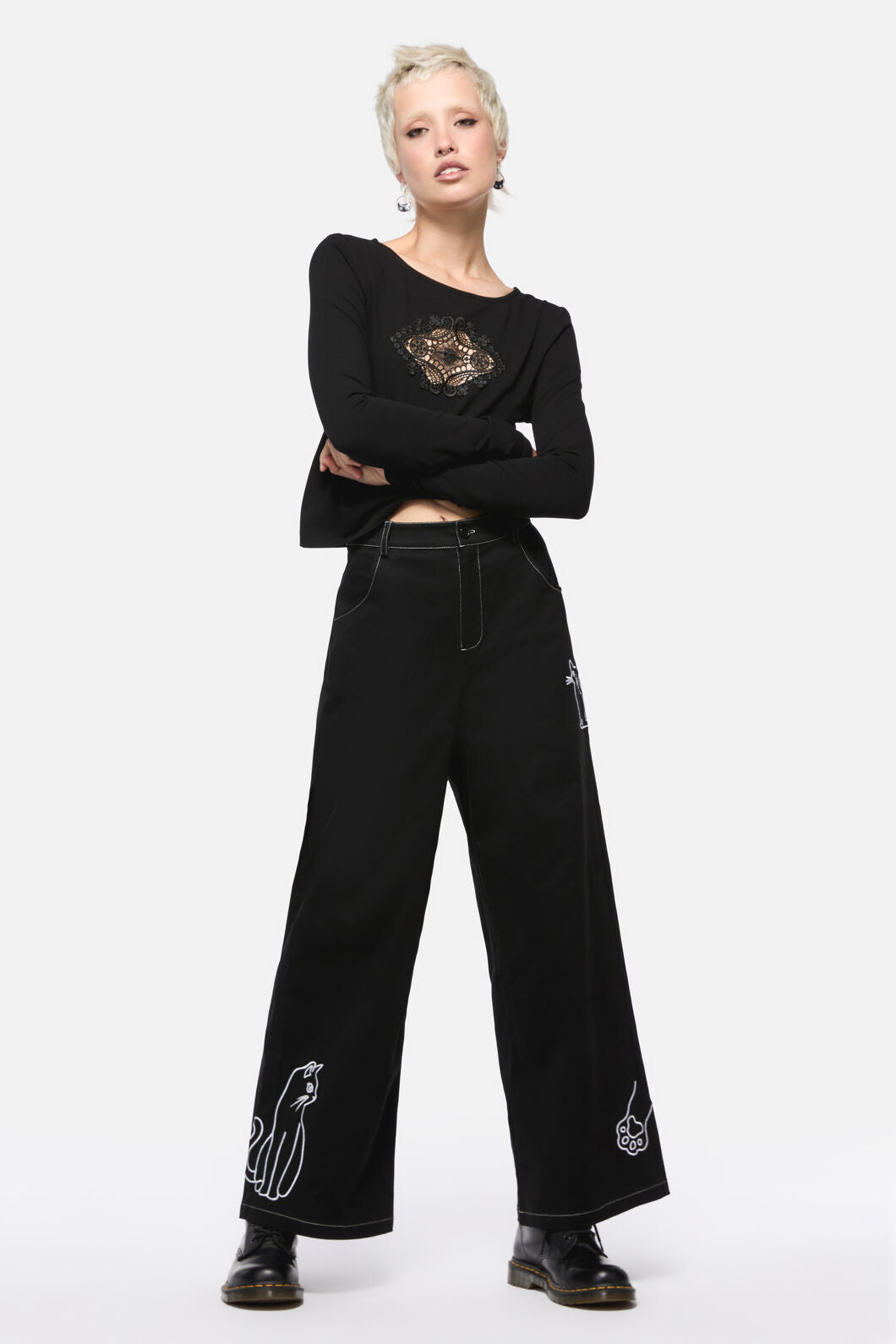 Dangerfield - Catkins Emb Pants - black