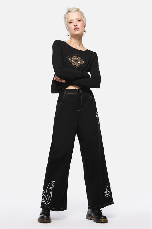 Dangerfield - Catkins Emb Pants - black