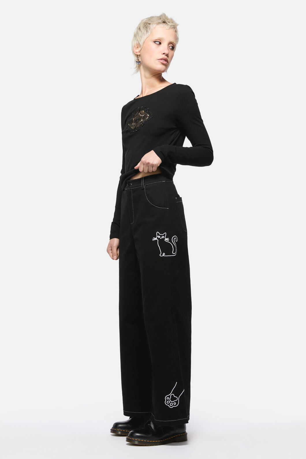 Dangerfield - Catkins Emb Pants - black