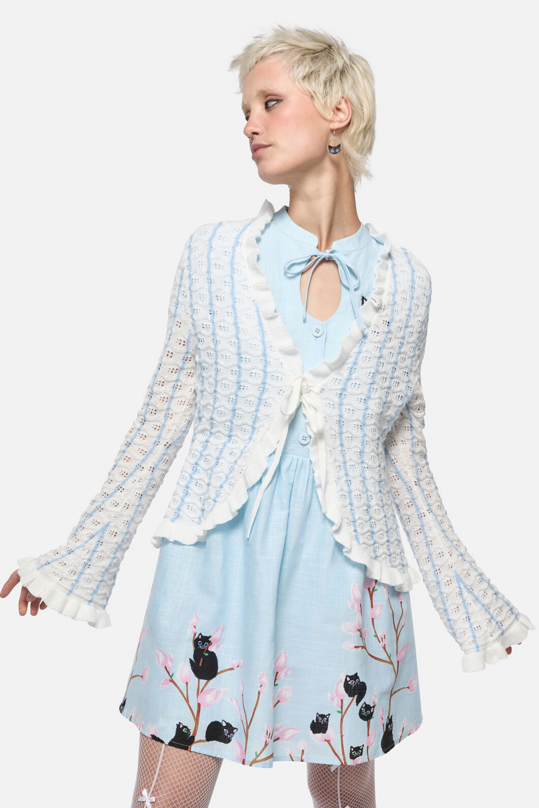 Dangerfield - Forgotten City Tie Cardigan - white