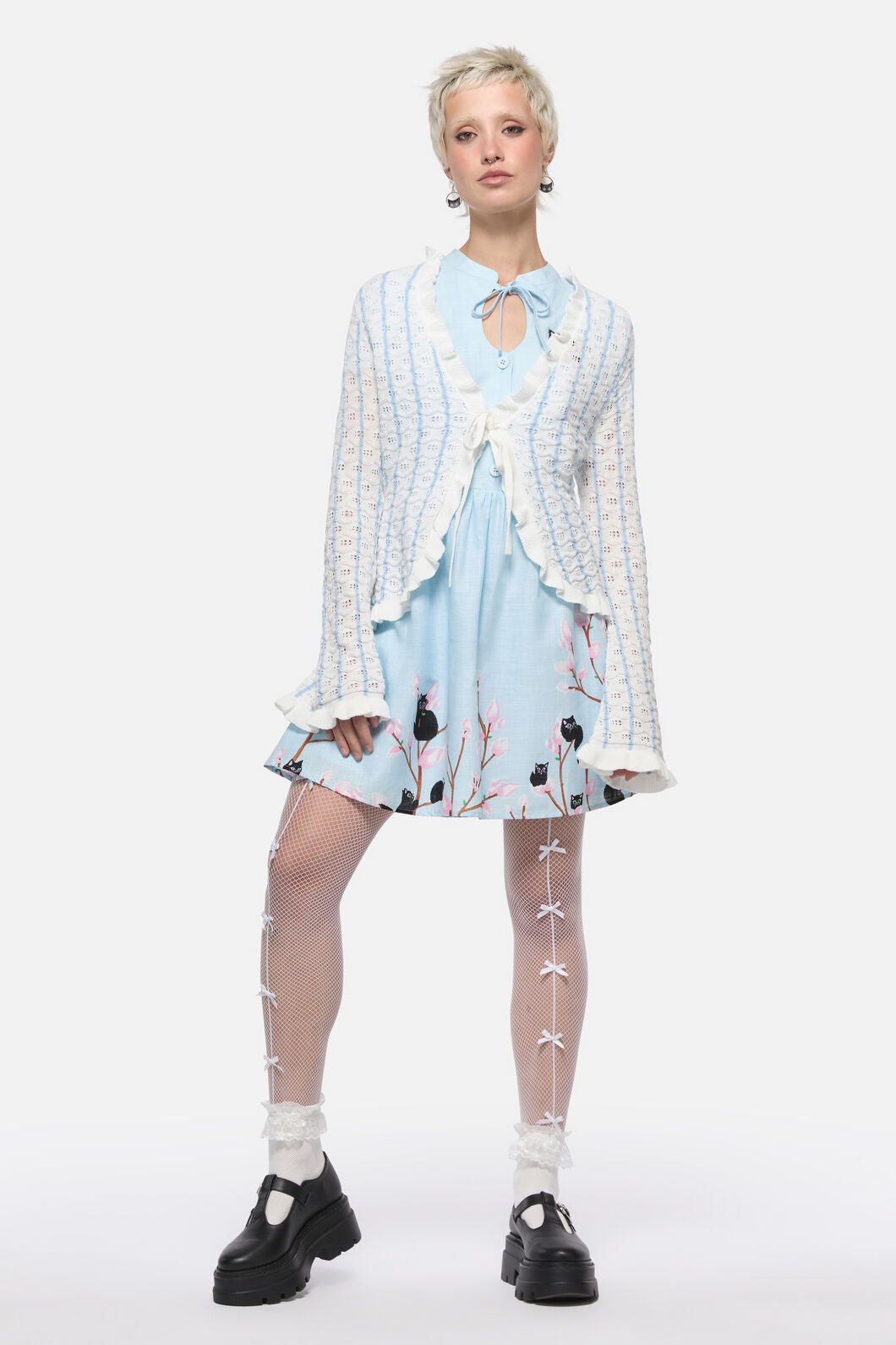 Dangerfield - Forgotten City Tie Cardigan - white