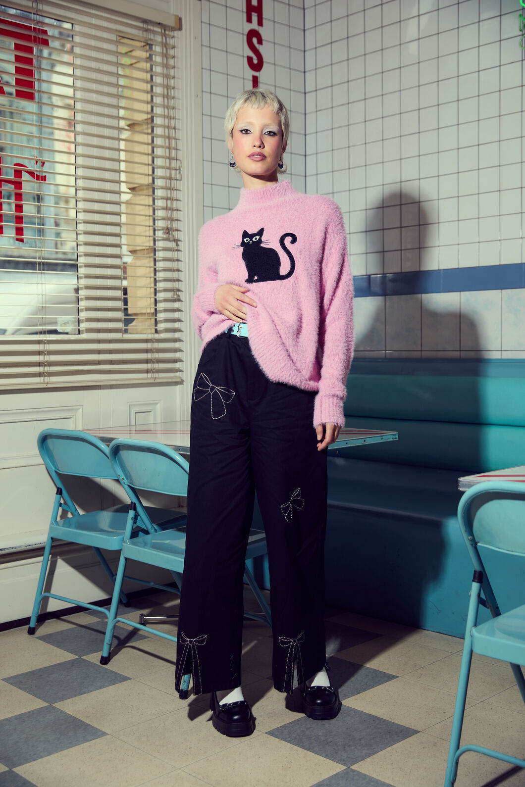 Dangerfield - Catkins Boucle Knit Jumper - pink