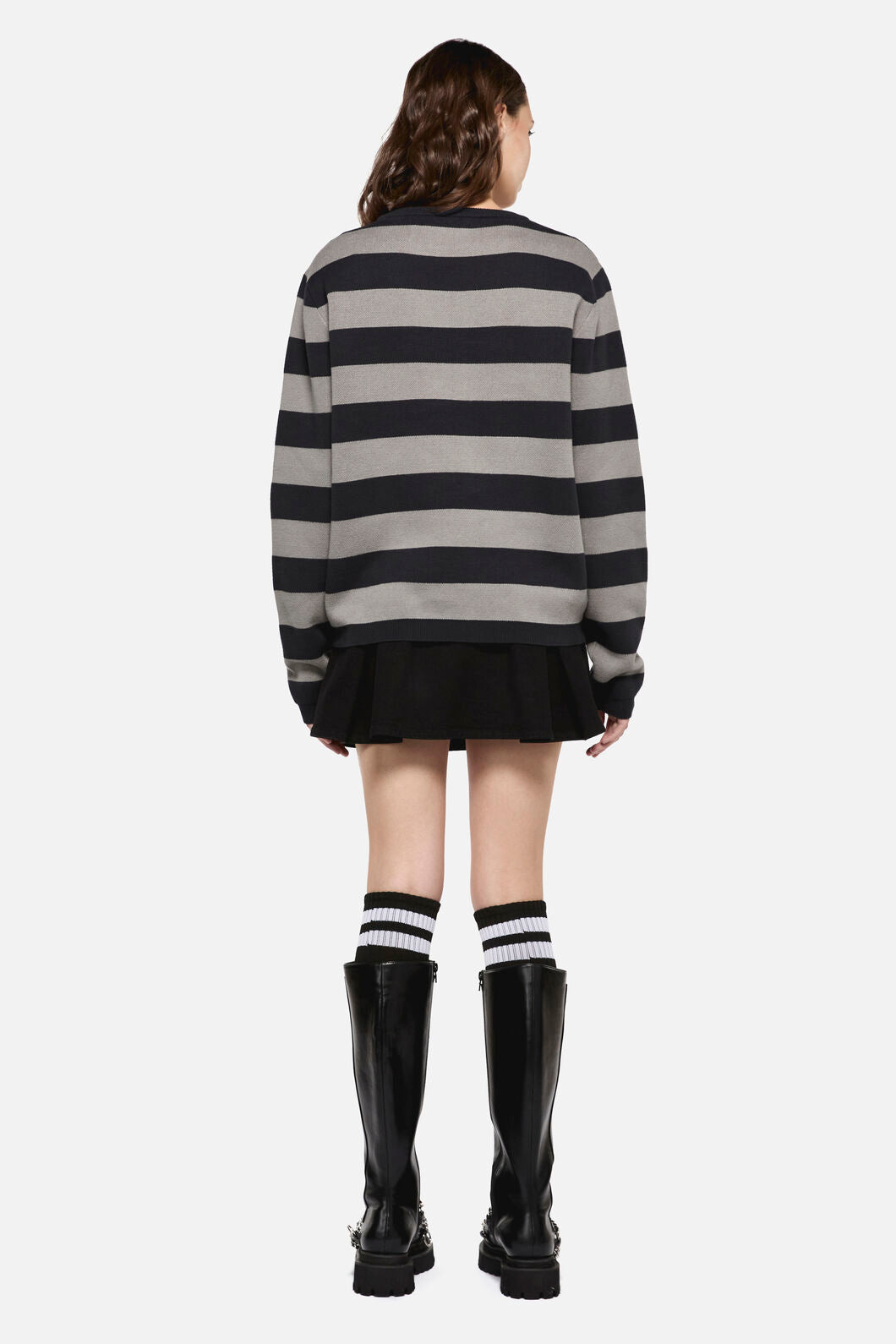 Dangerfield - Moggy Stripe Paw Knit - black-grey