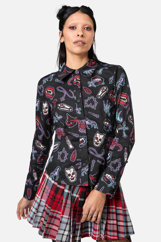 Dangerfield - Sucked In Gothic Blouse - black