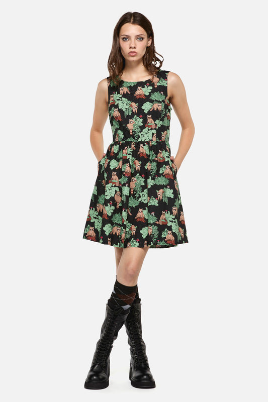 Dangerfield - Haus Of Raccoon Print Dress - multi