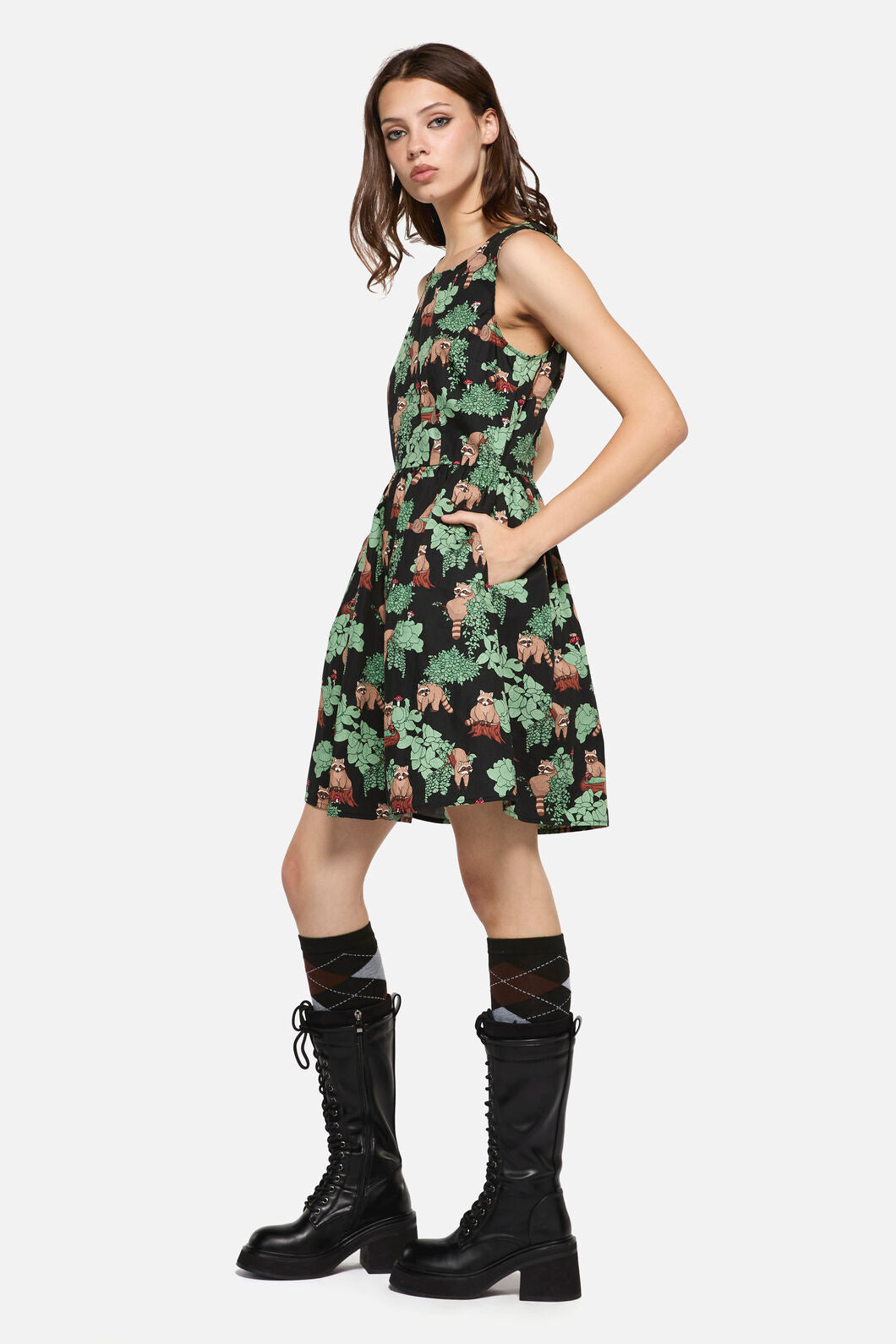 Dangerfield - Haus Of Raccoon Print Dress - multi