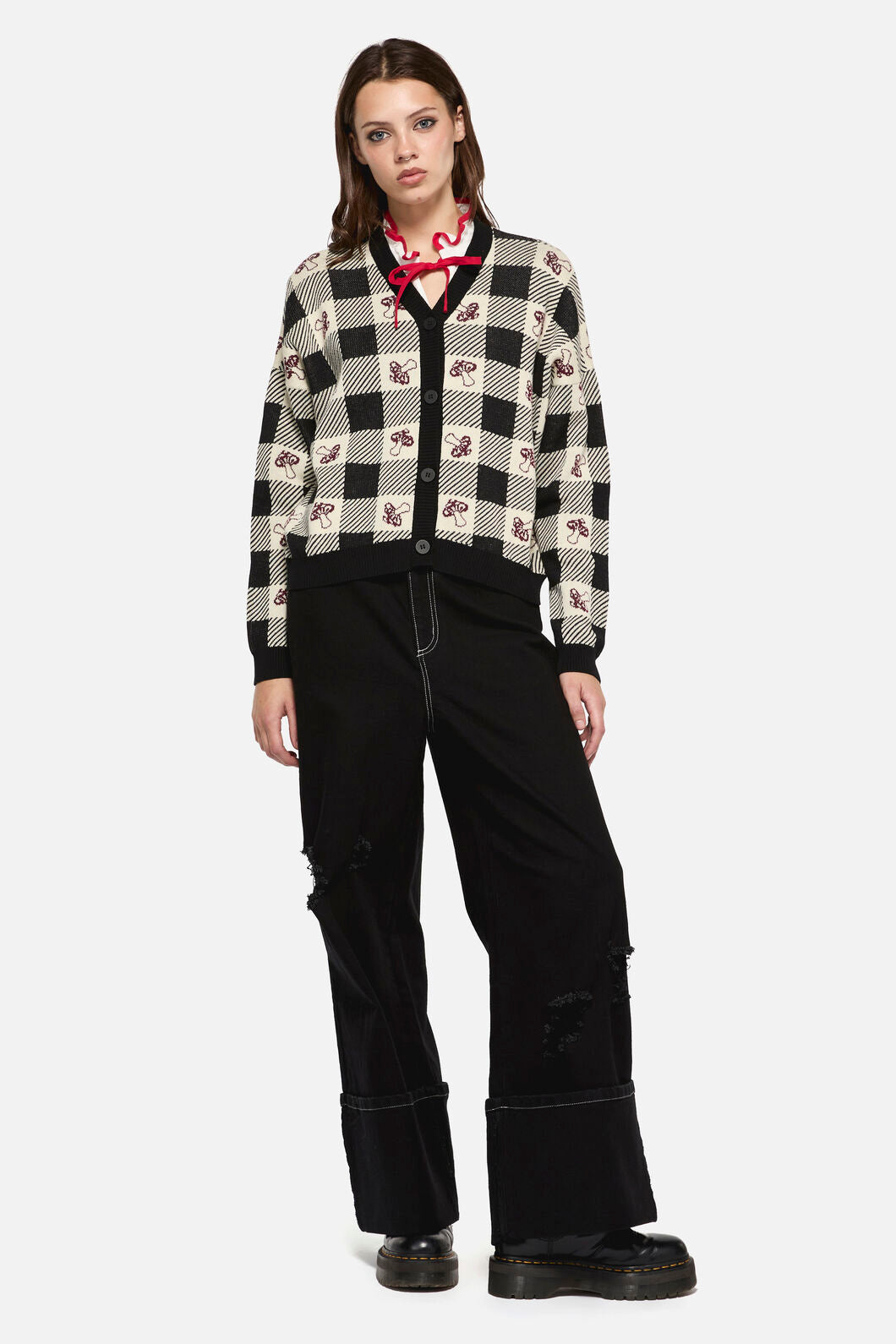 Dangerfield - Sweet Home Intarsia Cardi - black-white