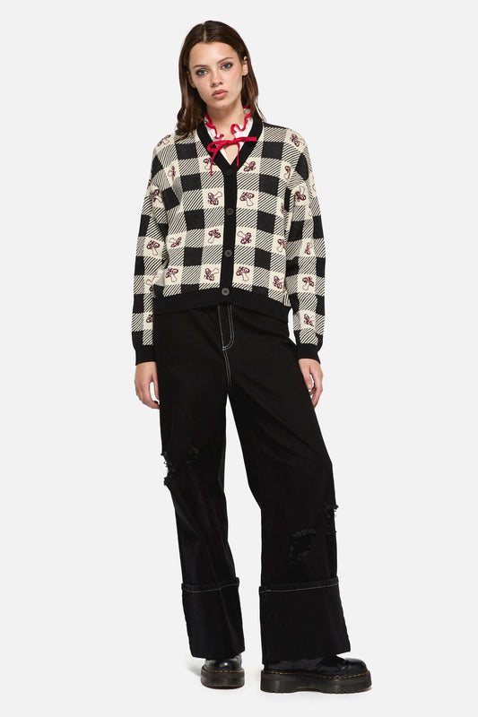 Dangerfield - Sweet Home Intarsia Cardi - black-white