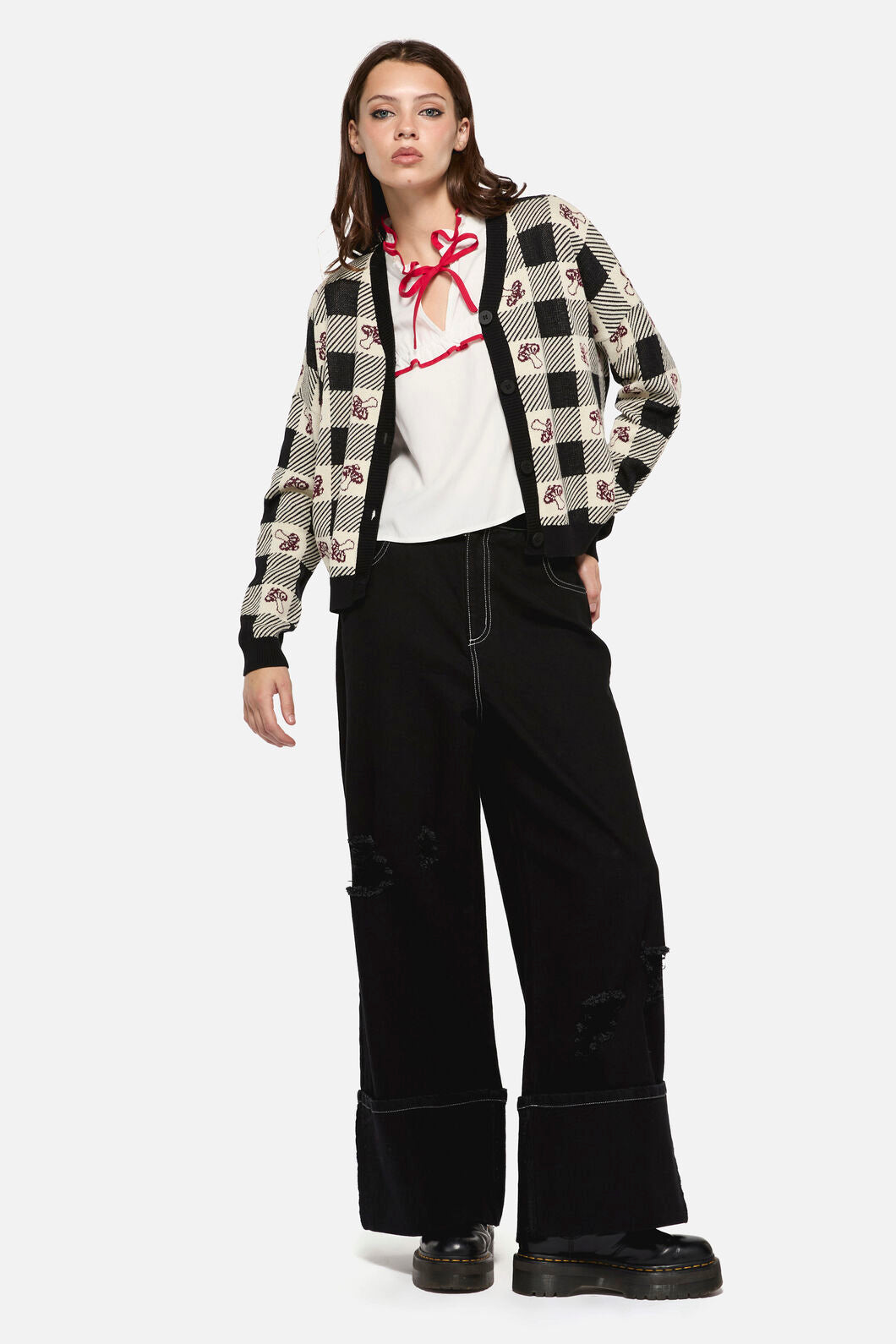 Dangerfield - Sweet Home Intarsia Cardi - black-white