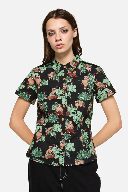 Dangerfield - Haus Of Raccoon Print Blouse - multi