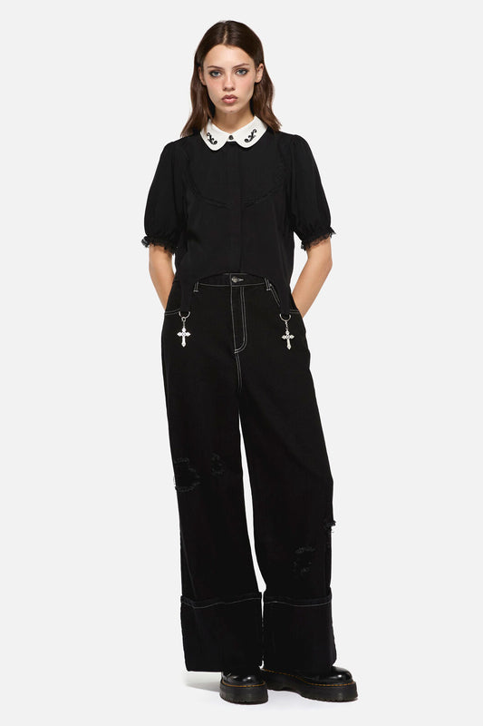 Dangerfield - Little Bitter Maid Crop Blouse - black