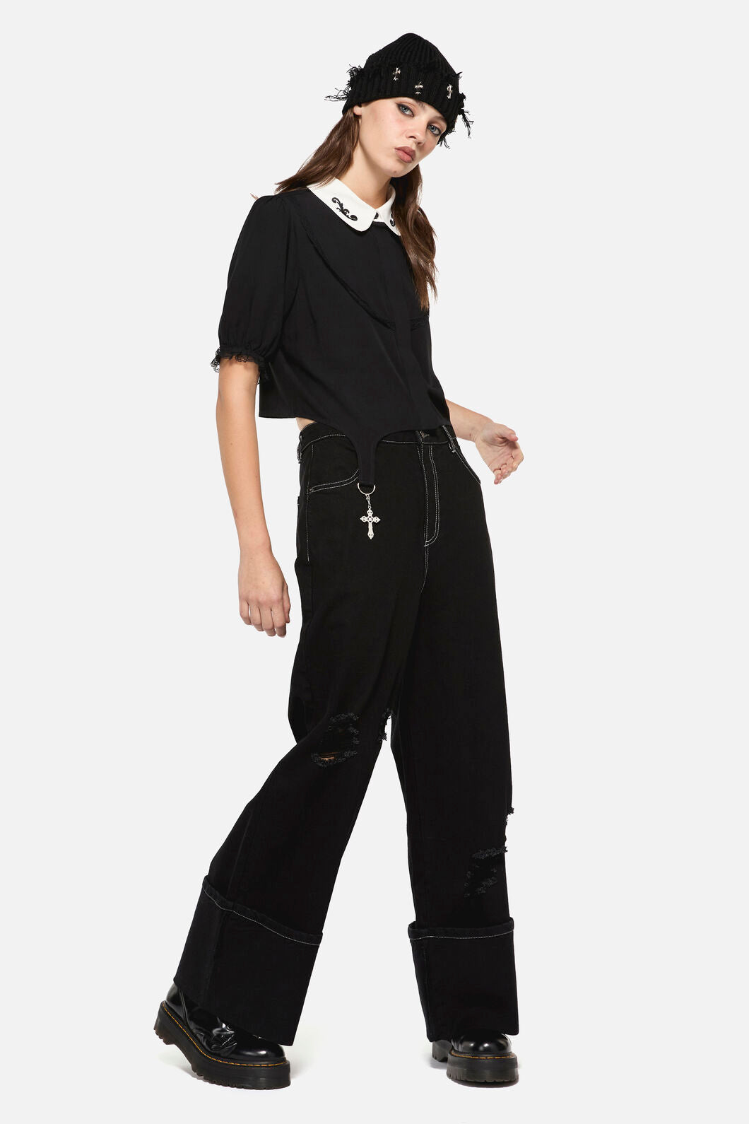 Dangerfield - Little Bitter Maid Crop Blouse - black