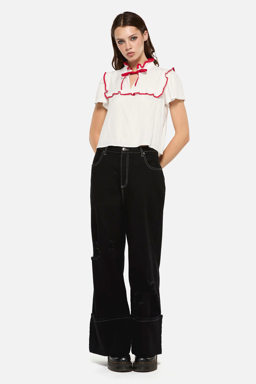 Dangerfield - Little Bitter Frilly Blouse - cream