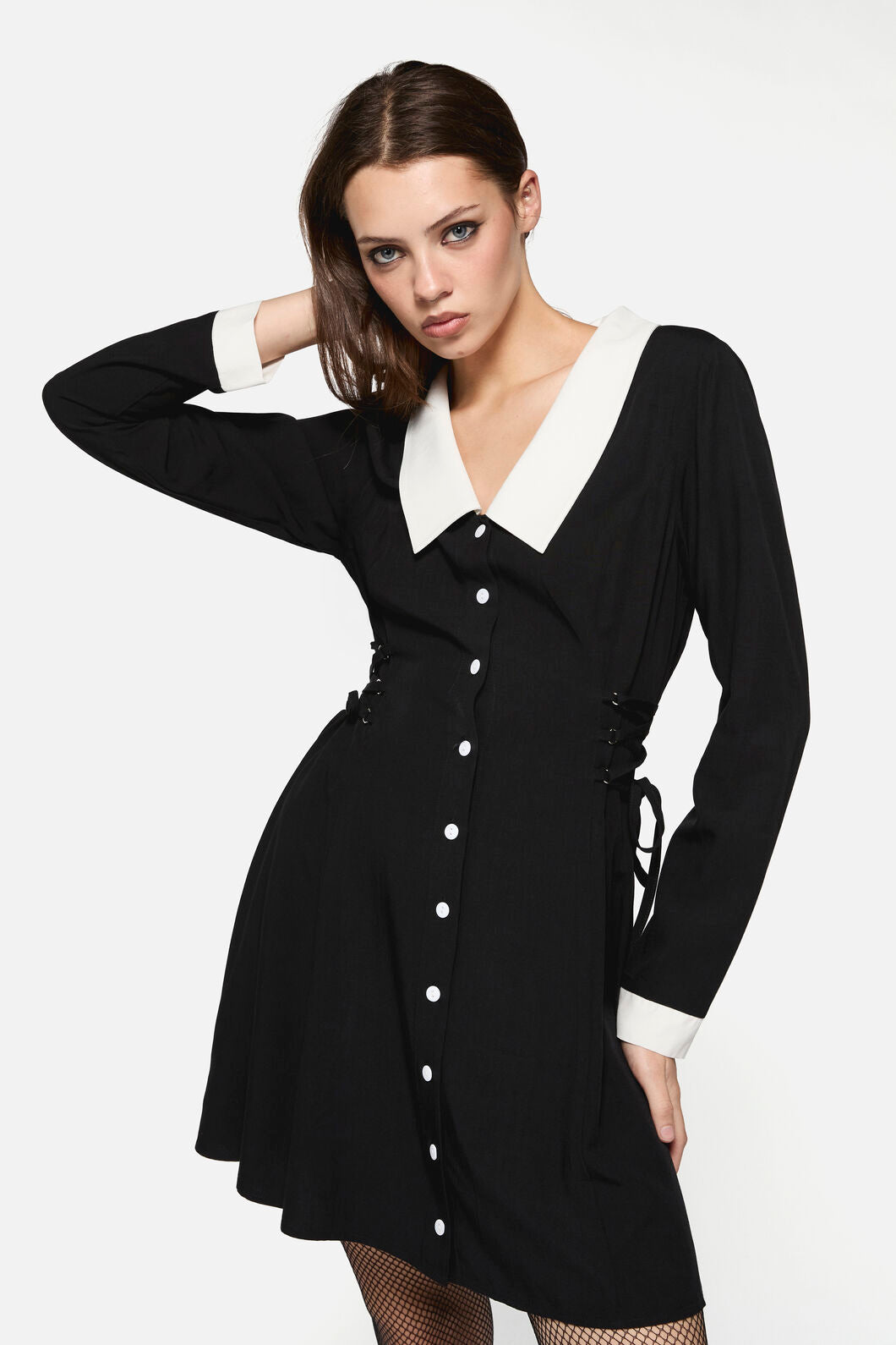 Dangerfield - Ready To Rot LS Contrast Dress - black-white