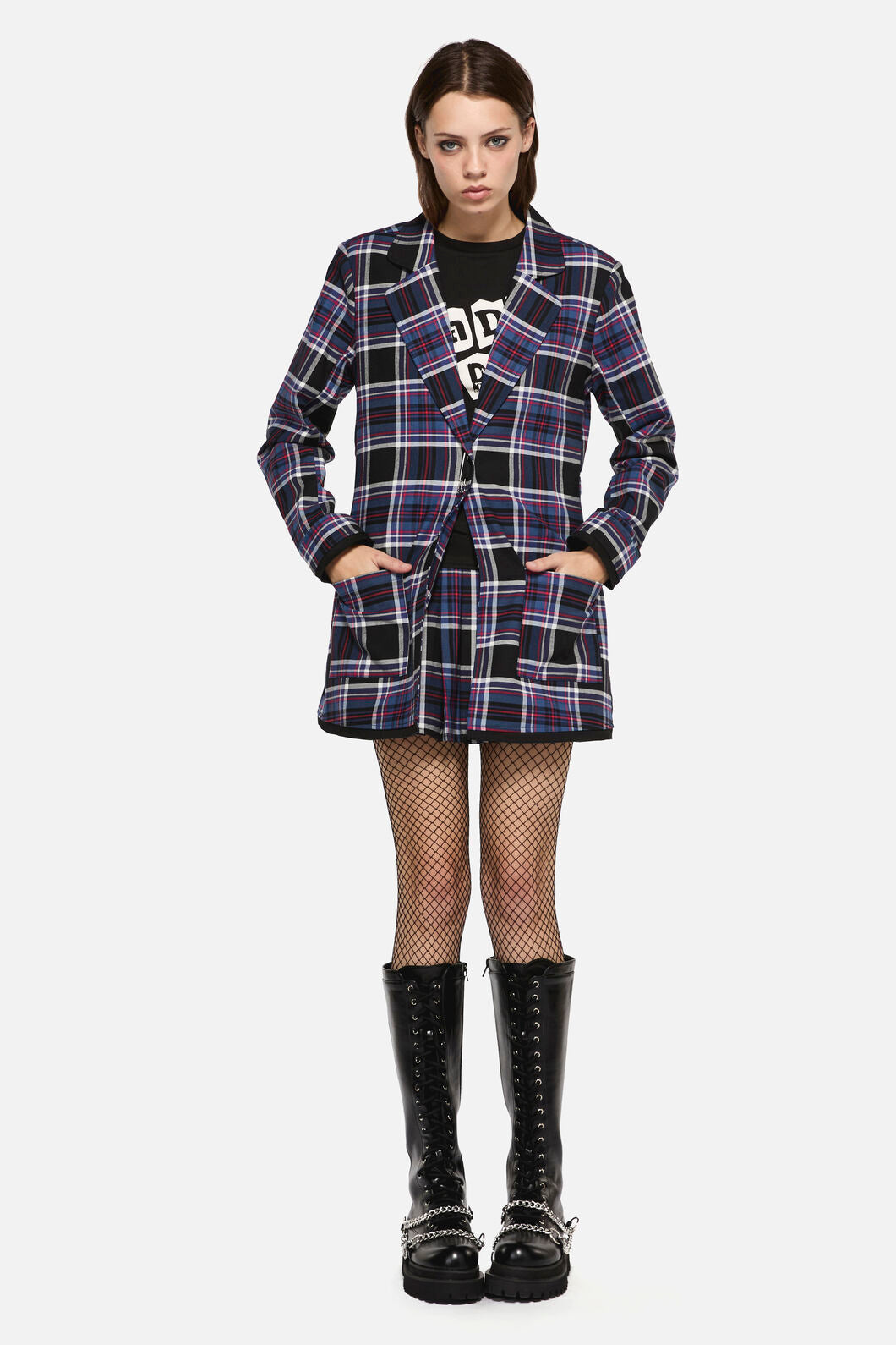 Dangerfield - Edgy Tartan Jacket - blue-red