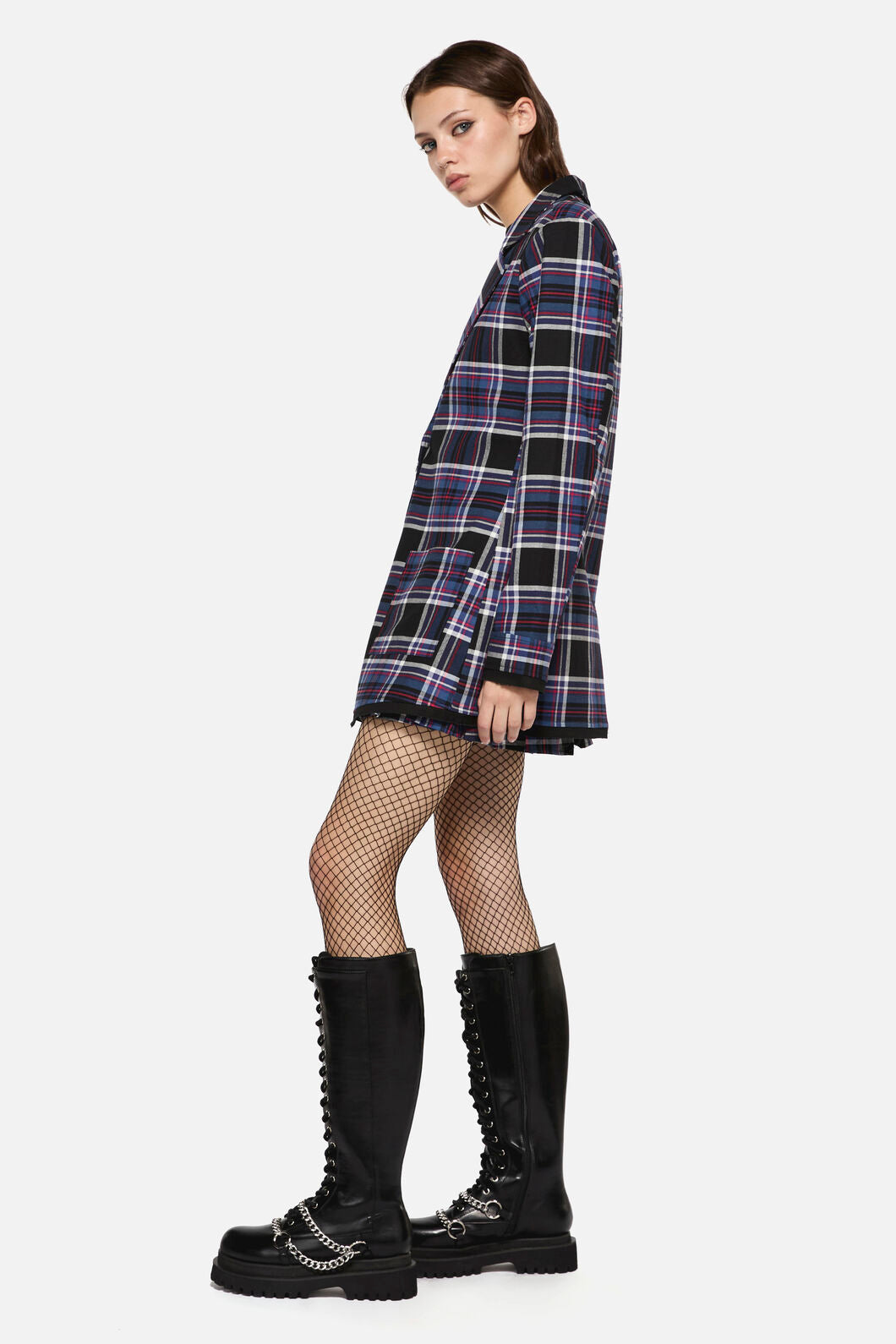 Dangerfield - Edgy Tartan Jacket - blue-red