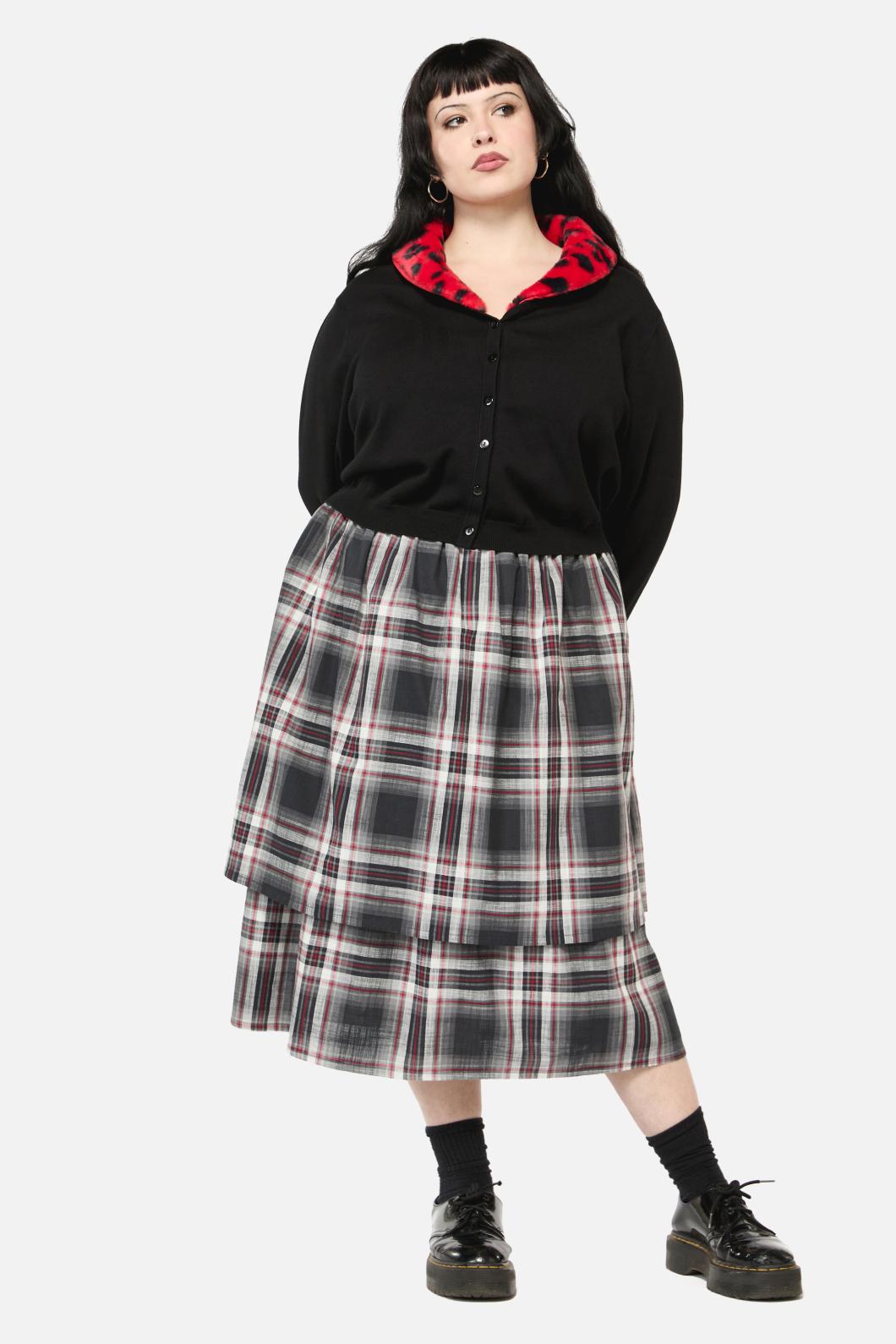 Dangerfield - Curve Moggy TartanLayeredSkirt - grey