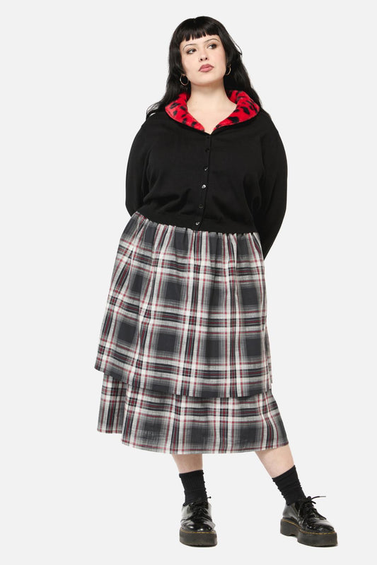 Dangerfield - Curve Moggy TartanLayeredSkirt - grey