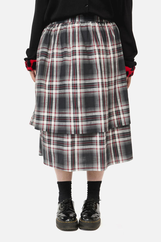 Dangerfield - Curve Moggy TartanLayeredSkirt - grey