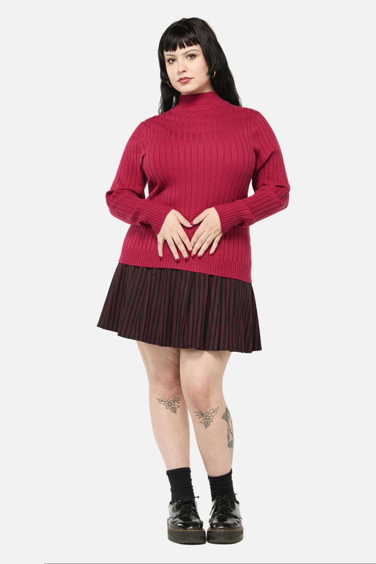 Dangerfield - Curve Cub Huddle Knit Top - red