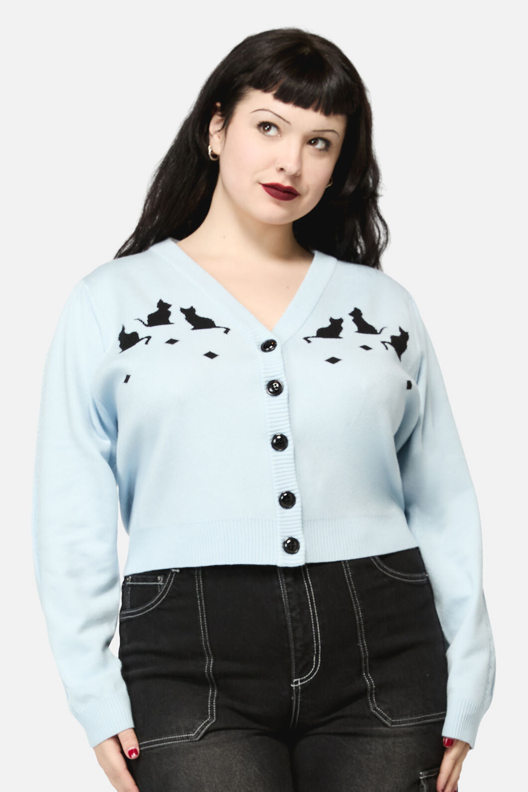 Dangerfield - Curve Catkins Cableknit Cardi - blue
