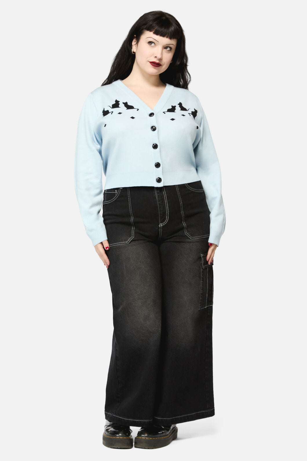 Dangerfield - Curve Catkins Cableknit Cardi - blue