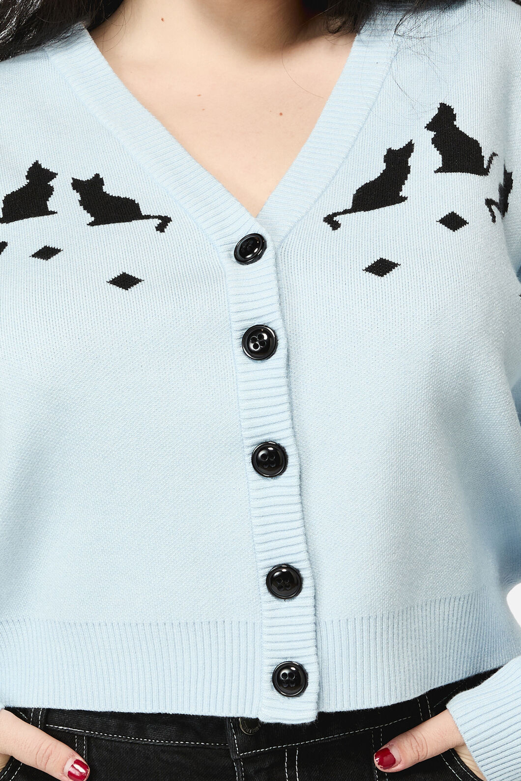 Dangerfield - Curve Catkins Cableknit Cardi - blue