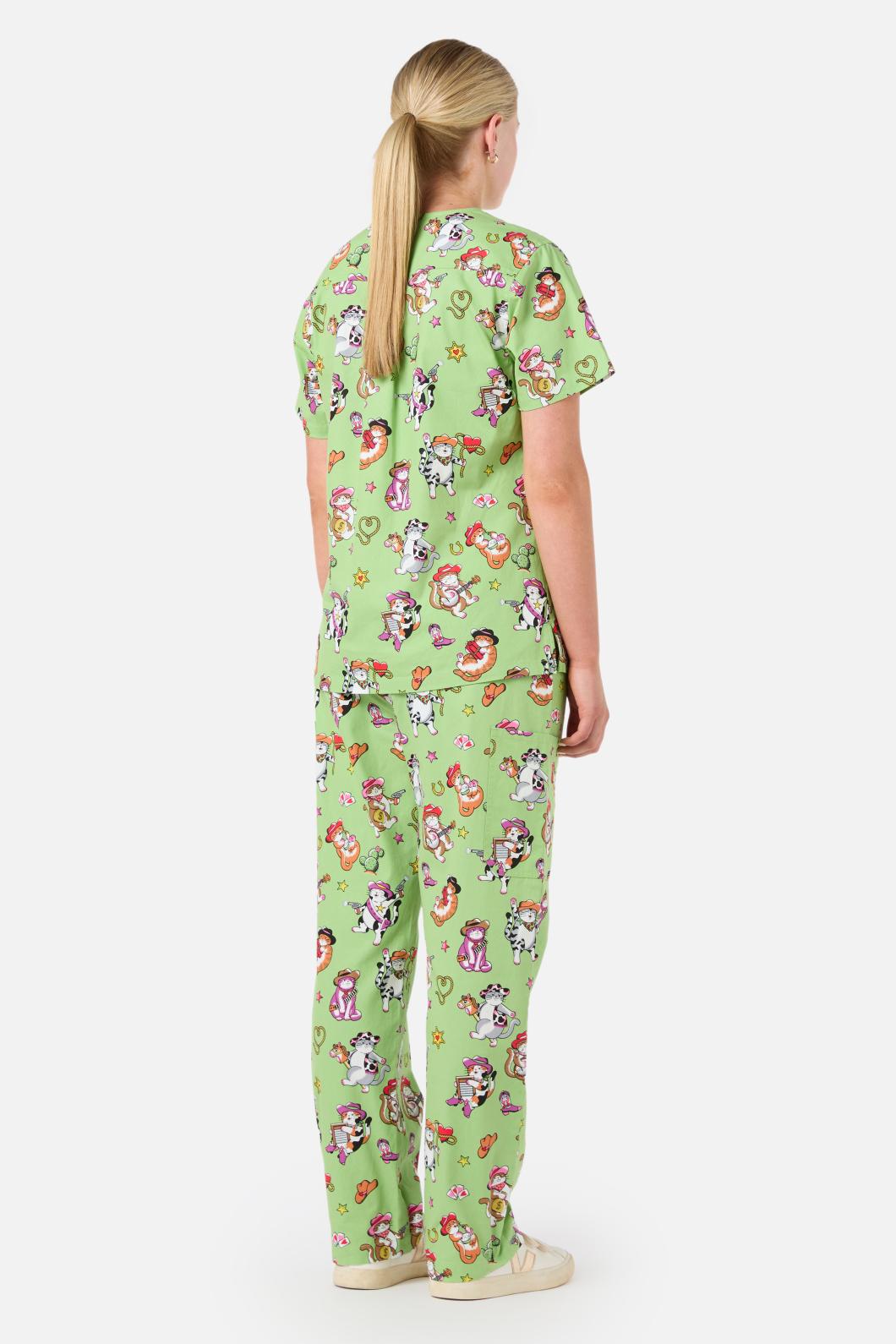 Dangerfield - Meowdy Scrub Set - green