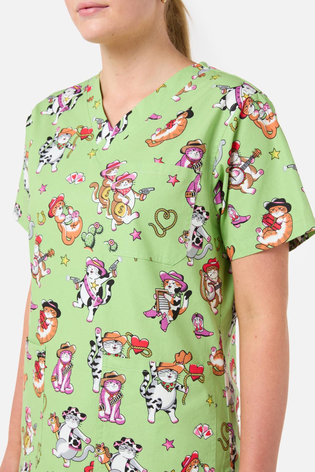 Dangerfield - Meowdy Scrub Set - green