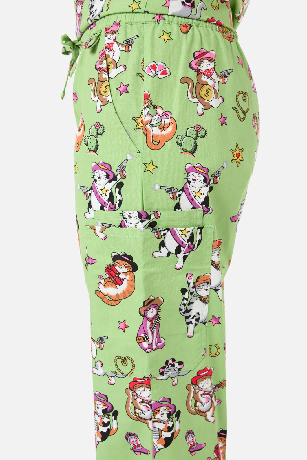 Dangerfield - Meowdy Scrub Set - green