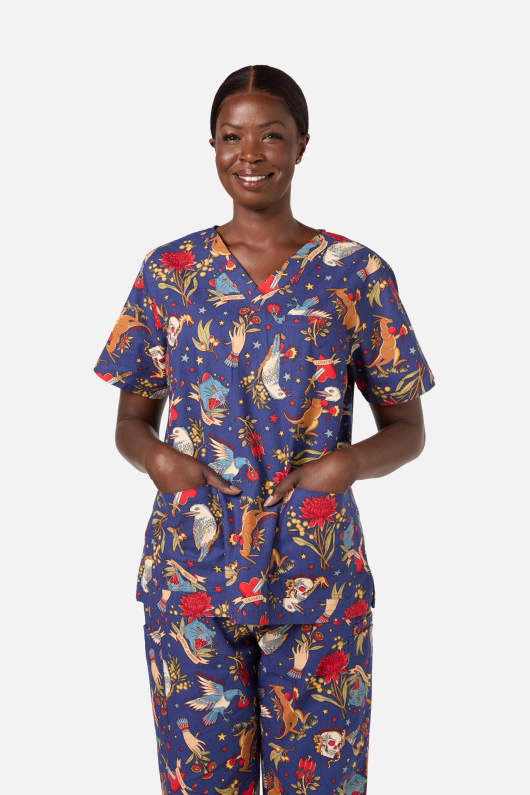 Love Scrubs - Land Down Under Scrub Set - navy