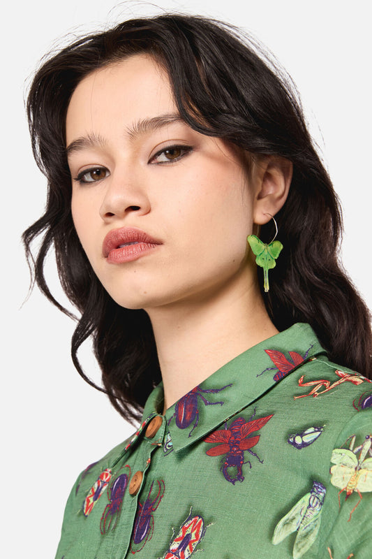 Dangerfield - Moth Earrings - green
