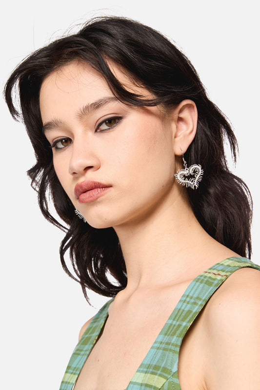 Dangerfield - Centipede Heart Earrings - silver