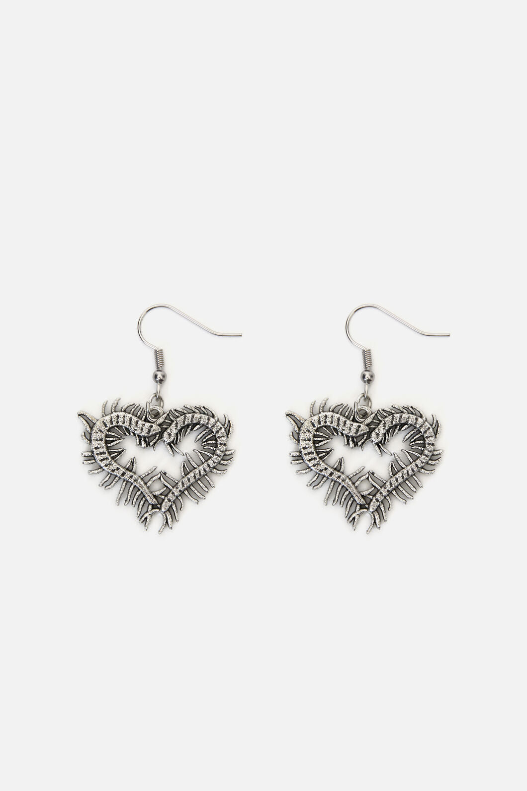 Dangerfield - Centipede Heart Earrings - silver