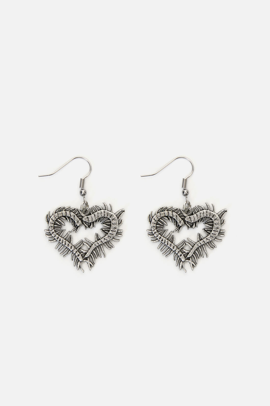 Dangerfield - Centipede Heart Earrings - silver